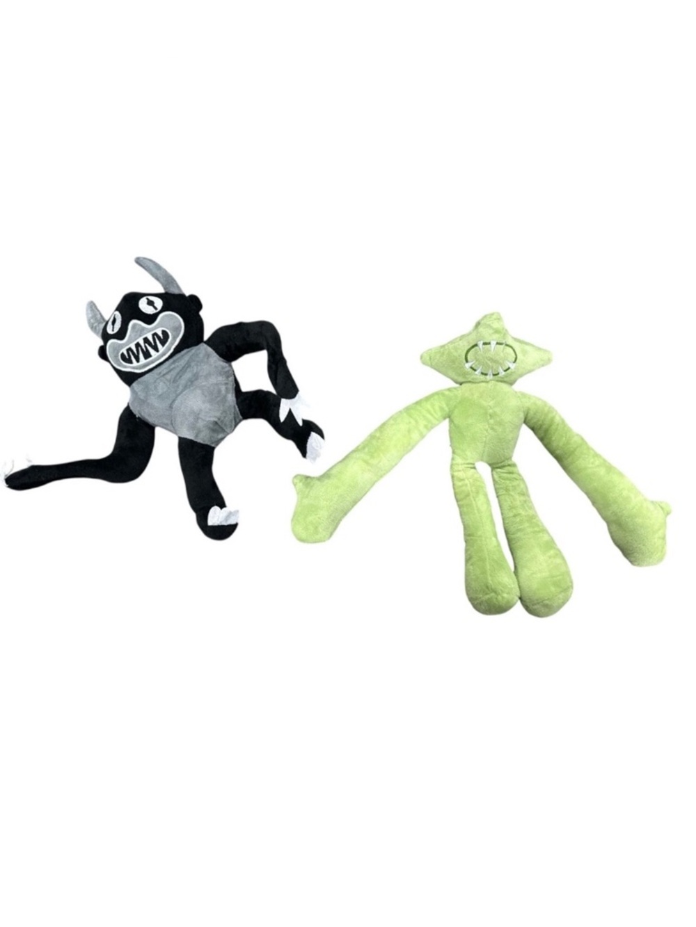 Monster & Alien Plush Toy Set - Black & Green Soft Stuffed Animals For Kids Play